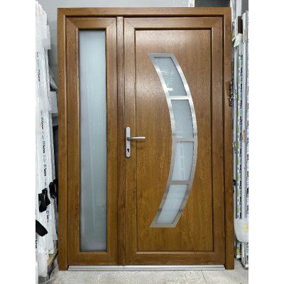 SOFT vchodové plastové dvoukřídlé dveře BAHAMY, 140x210 cm, zlatý dub / bílá – Zboží Mobilmania
