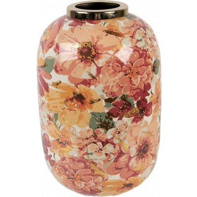 Béžová kovová dekorační váza s květy Margo - Ø 17*25 cm - Clayre & Eef – Hledejceny.cz