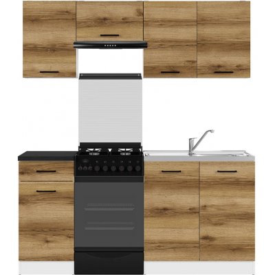 Kuchyňská linka 170 Junona s pracovní deskou Bílá/dub delano světlý/metalická břidlice černo-zlatá K24-JUNONA_MODUL_WER_2/170_ZBL Black Red White – Hledejceny.cz