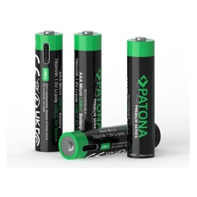 PATONA nabíjecí baterie AAA/LR03 Li-Pol 500mAh 1,5V s USB-C nabíjením, 4ks v balení – Zboží Živě