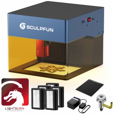 SCULPFUN iCube Pro Max 10W + (Licenční klíč Lightburn + Sada bavlněných filtrů + voštinový stůl + Air Assist Kit) – Zbozi.Blesk.cz