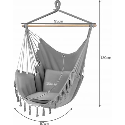 Gardlov 20937 Brazilské křeslo s třásněmi Hamak šedé – Zboží Mobilmania