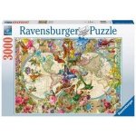 RAVENSBURGER Mapa světa s flórou a faunou 3000 dílků – Zboží Mobilmania