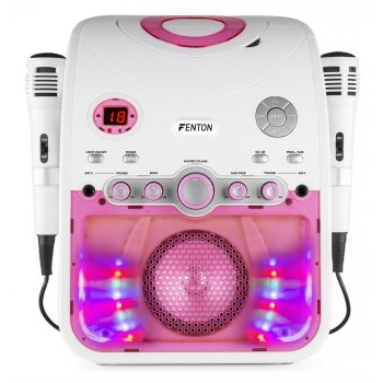 Fenton SBS20W Karaoke systém s přehrávačem CD bluetooth a mikrofony bílá barva