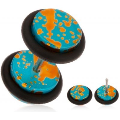 Šperky eshop akrylový falešný plug do ucha tyrkysový povrch skvrny zlaté barvy PC03.26 – Hledejceny.cz