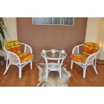 Ratanová sedací souprava Bahama bílá 2+1, polstry levandule – Zboží Dáma