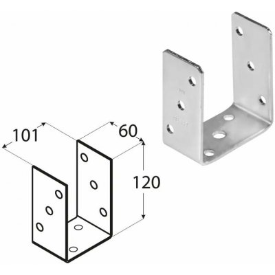 Domax šroubovací patka sloupku typu U (ZNO) PSO 100 -101 x 60 x 120 x 4.0 mm 10 ks – Zbozi.Blesk.cz