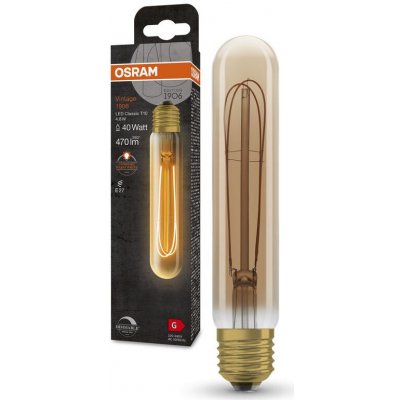 Osram E27 TUBULAR 4.8W = 40W 470 lm 2200K teplá bílá vlákno Stmívatelné Vintage 1906 – Hledejceny.cz