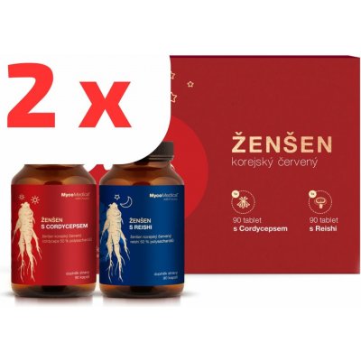 MycoMedica Korejský ženšen + Cordyceps a Reishi 4 x 90 kapslí 2 x dárková sada – Hledejceny.cz