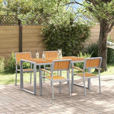 OMAXI 817311 Zahradní jídelní souprava 5 pcs Šedo-hnědá 160 x 80 x 75 cm – Hledejceny.cz