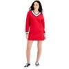 Dámské šaty Tommy Hilfiger dámské mikinové šaty Contrast Trim červené