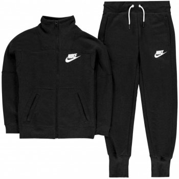Nike French Terry Tracksuit Junior Girls Black