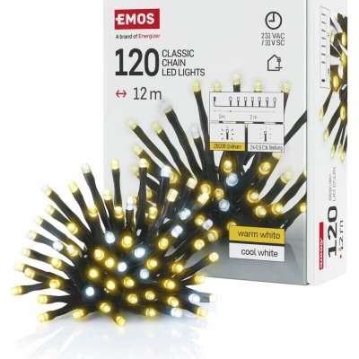 Emos D4AN02 LED řetěz teplá studená bílá 12m – Zboží Mobilmania