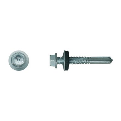 RAWLPLUG Šroub samovrtný ON do kovu max 12 mm, HEX hlava + ocelová podl. - RAL Varianta: 5,5 x 38 mm RAL9010 – Hledejceny.cz