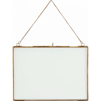 MADAM STOLTZ Závěsný fotorámeček Antique brass 29,5×21 cm, zlatá barva, čirá barva, sklo, kov – Zboží Mobilmania