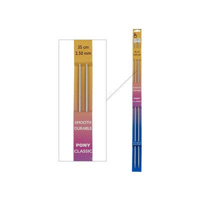 Storex Pletací jehlice PONY, hliníkové, rovné, 2 kusy, délka 35cm, velikost 2,5mm – Sleviste.cz