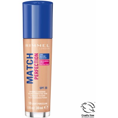 Rimmel London Match Perfection Foundation SPF20 make-up 10 Light Porcelain 30 ml – Zboží Dáma