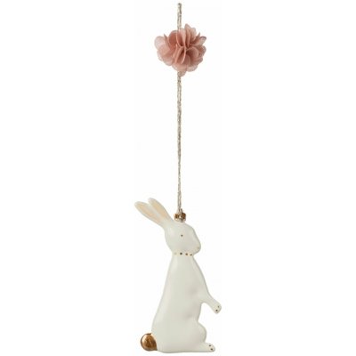 Maileg Závěsná velikonoční dekorace Bunny Standing, bílá barva, kov – Zboží Dáma