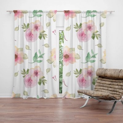 Sablio Závěs Růžové květy: 2ks 140x250cm – Hledejceny.cz