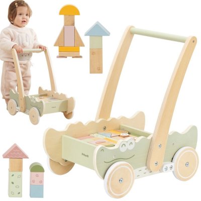 Viga Dřevěný vozík na kostky krokodýl pchací – Sleviste.cz