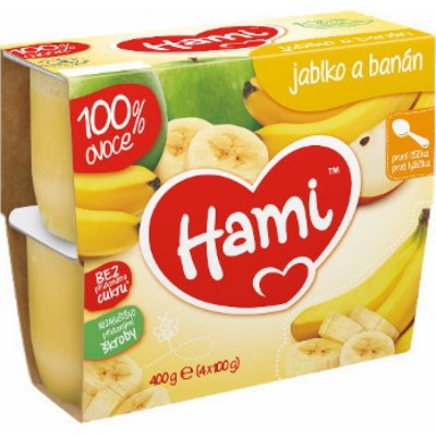Hami 100% ovoce Jablko banán 4 x 100 g – Zboží Dáma Hami 100% ovoce Jablko banán 4 x 100 g – Zboží Dáma