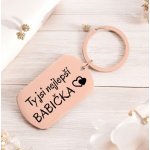 Přívěsek na klíče Ahome Kovová rosegold Nejlepší babička – Zboží Mobilmania