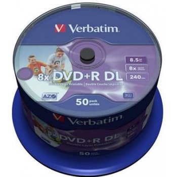 Verbatim DVD+R 8,5GB 8x, Double Layer, AZO, printable, spindle, 50ks (43703)