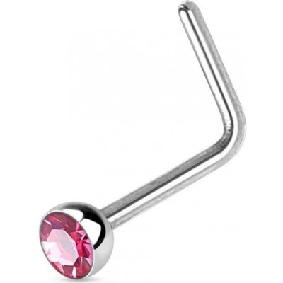 Šperky4U zahnutý piercing do nosu s kamínkem N0044-P – Zboží Dáma