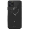 Pouzdro a kryt na mobilní telefon Apple Pouzdro KINGXBAR Apple iPhone 11 - průhledné s kamínky Swarovski - srdce - černé