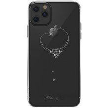 Pouzdro KINGXBAR Apple iPhone 11 - průhledné s kamínky Swarovski - srdce - černé