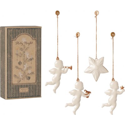 Maileg Vánoční plechové ozdoby Holy Night White - 4 ks – Hledejceny.cz