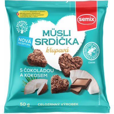 Semix Müsli srdíčka s čokoládou a kokosem 50g – Zboží Dáma