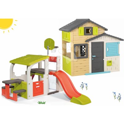 Smoby Set domeček Přátel s hracím centrem se skluzavkou Friends House Evo Playhouse