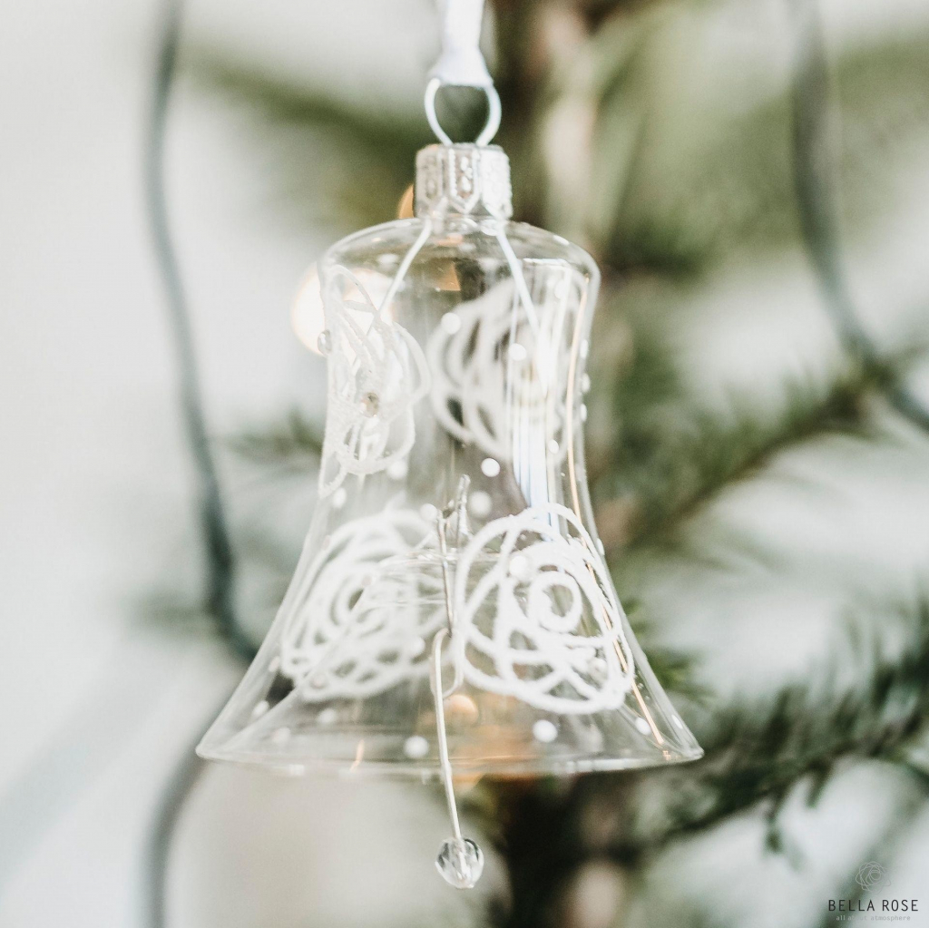 GLASSOR Skleněná vánoční ozdoba Rose Clear - zvoneček, bílá barva, čirá  barva, sklo od 97 Kč - Heureka.cz