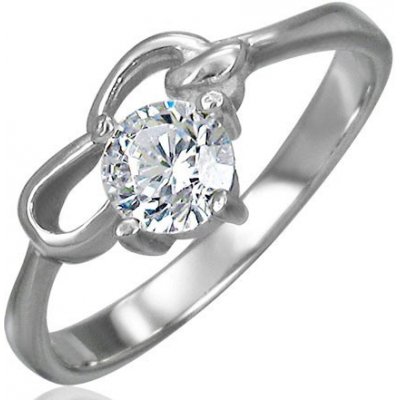 Šperky eshop zásnubní prsten se zirkonem čiré a dvěma smyčkami D7.14