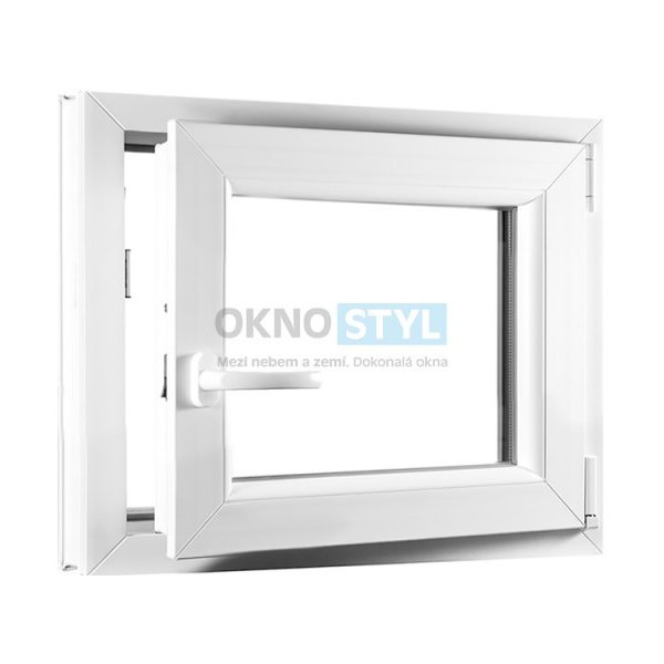 okno Oknostyl Jednokřídlé plastové okno PREMIUM otvíravo-sklopné pravé 600 x 550 mm barva Bílá