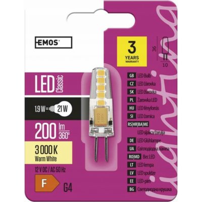 Emos LED žárovka Classic JC G4 1,9 W 21 W 200 lm teplá bílá – Hledejceny.cz