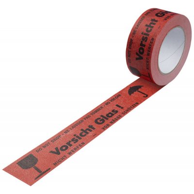 Vorsicht Glas Výstražná papírová páska šířka 50 mm x 50 bm BJ = 36 rolí červená – Zboží Dáma