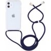 Pouzdro a kryt na mobilní telefon Pouzdro SES Průhledné silikonové ochranné se šňůrkou na krk Apple iPhone 13 - tmavě modré