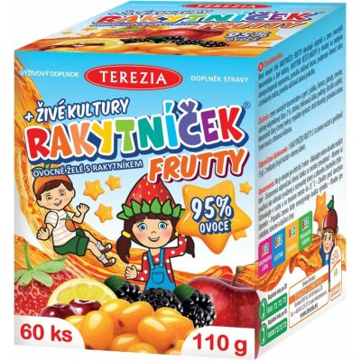 Rakytníček Frutty + živé kultury ovocné želé 60 bonbónů – Hledejceny.cz