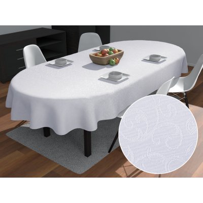 Biante Teflonový oválný ubrus TF-078 Ornamenty studená bílá 120x180 cm – Sleviste.cz