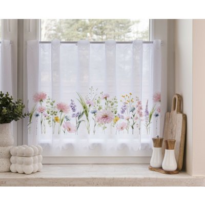 Záclona žakárová Růžová louka metráž bílá cena od - 50 cm 361930 – Zboží Mobilmania