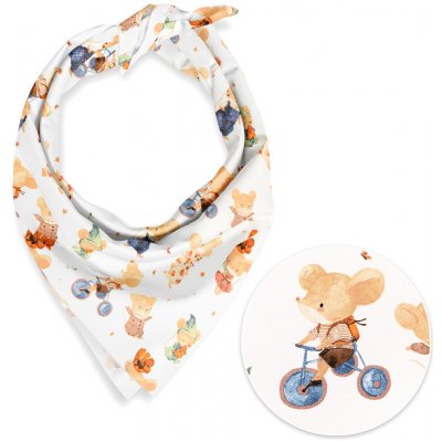 Biante dětský bavlněný šátek Sandra SA-611 Hravé myšky na bílém – Zboží Dáma