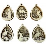 Davona Velikonoční kraslice se zajíčky sada - dřevěné dekorace 6 ks – Zbozi.Blesk.cz