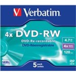 Verbatim DVD-RW 4,7GB 4x, jewel, 5ks (43285) – Zboží Živě