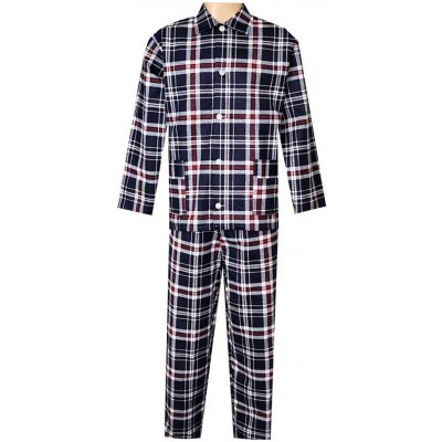 Foltýn pánské pyžamo flanelové PF28 vínovo modrá kostka – Zboží Dáma