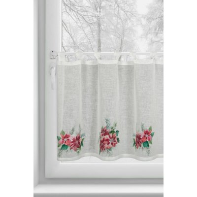 EUROFIRANY KRÁTKÁ VÁNOČNÍ ZÁCLONA NA POUTKÁCH XMAS3 60X150 CM VZOROVANÁ – Zboží Mobilmania