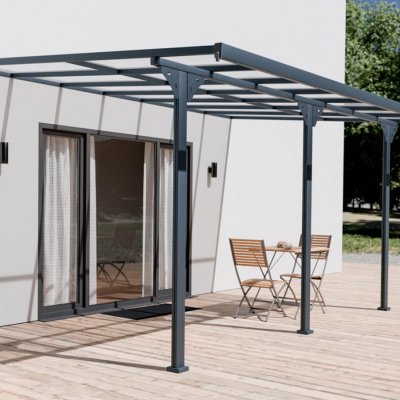 Covernit Hliníková pergola Vilste 4,35 x 3,04 x 2,46 m antracit čirá – Zboží Mobilmania