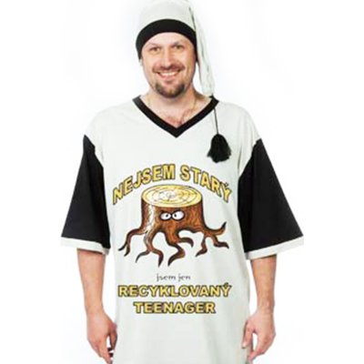 Divja Recyklovaný teenager pánská noční košile kr.rukáv bílo černá – Zboží Dáma