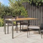 OMAXI 727512 Zahradní jídelní stůl Šedá 150 x 90 x 75 cm Poly ratan – Sleviste.cz